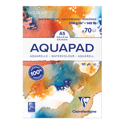 Clairefontaine Aquarellblock Goldline Aquapad A5 300g