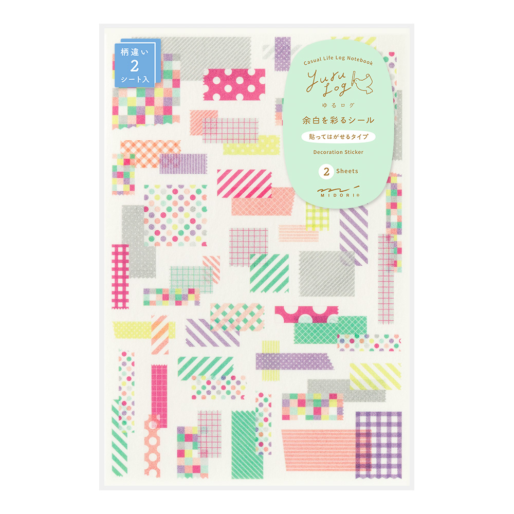 Midori Yuru Log Collage Tape Sticker - 2 Sheets 