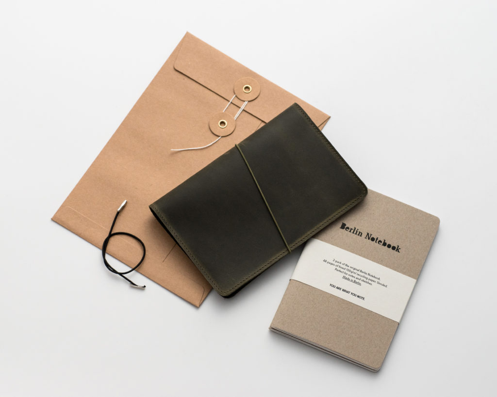 Berlin Notebook Leather Notebook Cover  - Olive Green