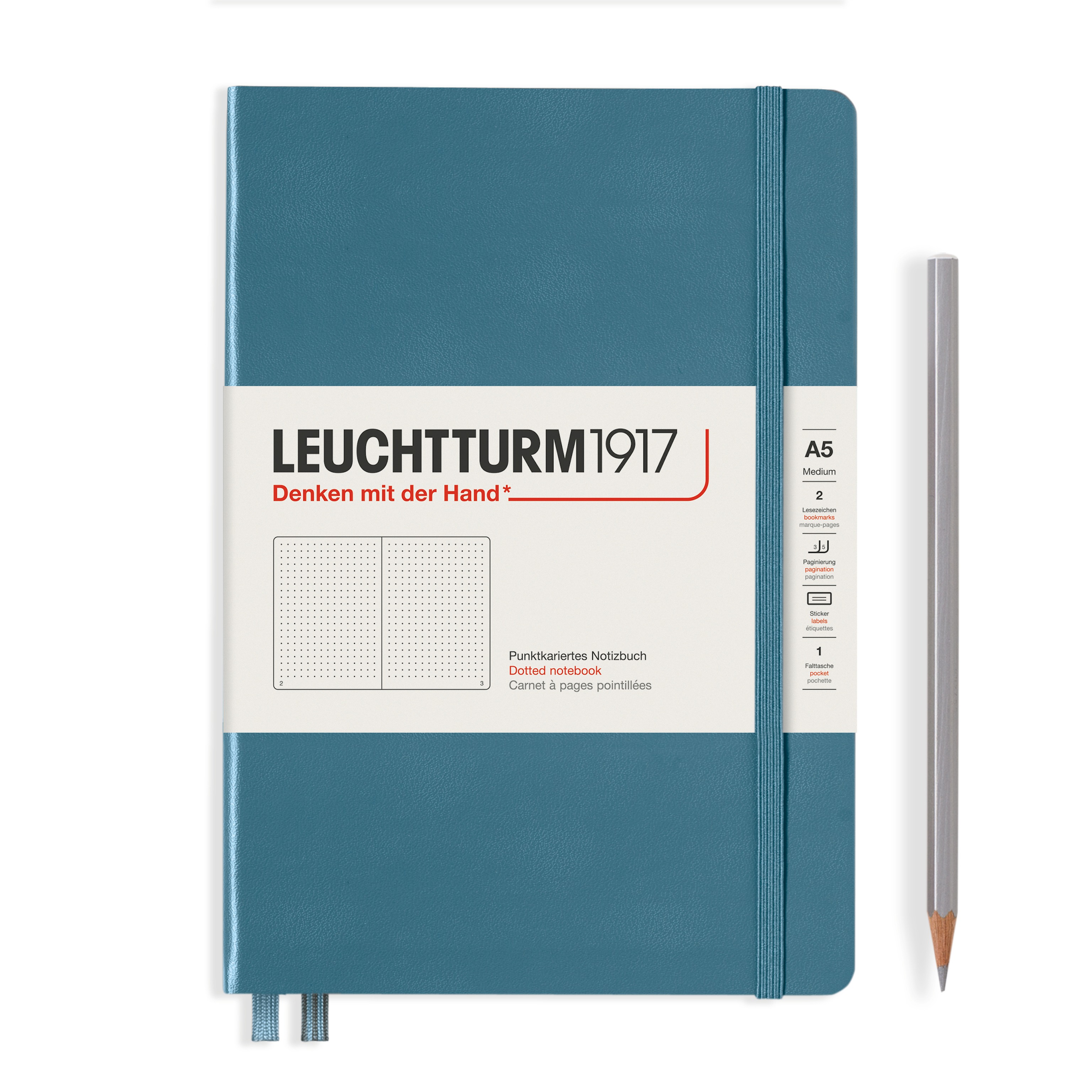 Leuchtturm1917 A5 Hardcover Rising Colours - Stone Blue, Dotted