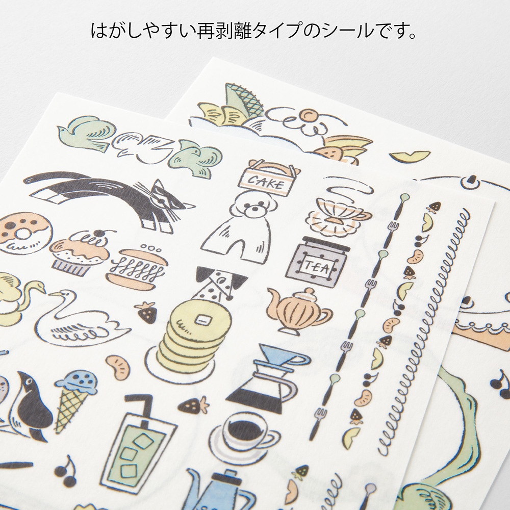 Midori Yuru Log Sweets & Animals Sticker - 2 Sheets