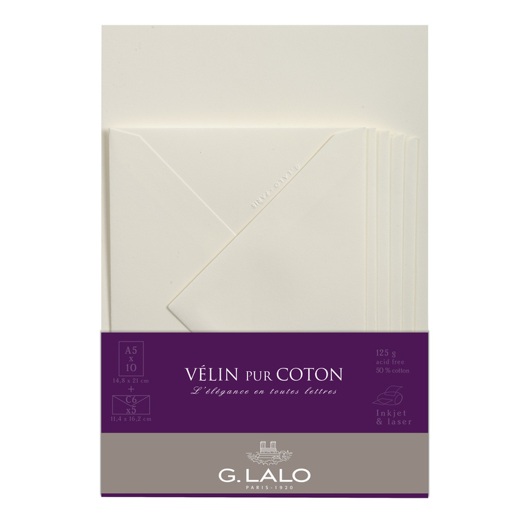 G.Lalo Stationery Set -Vèlin pur Coton A5