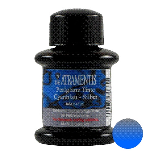 DeAtramentis Pearlescent Cyan Blue - Silver 45ml 