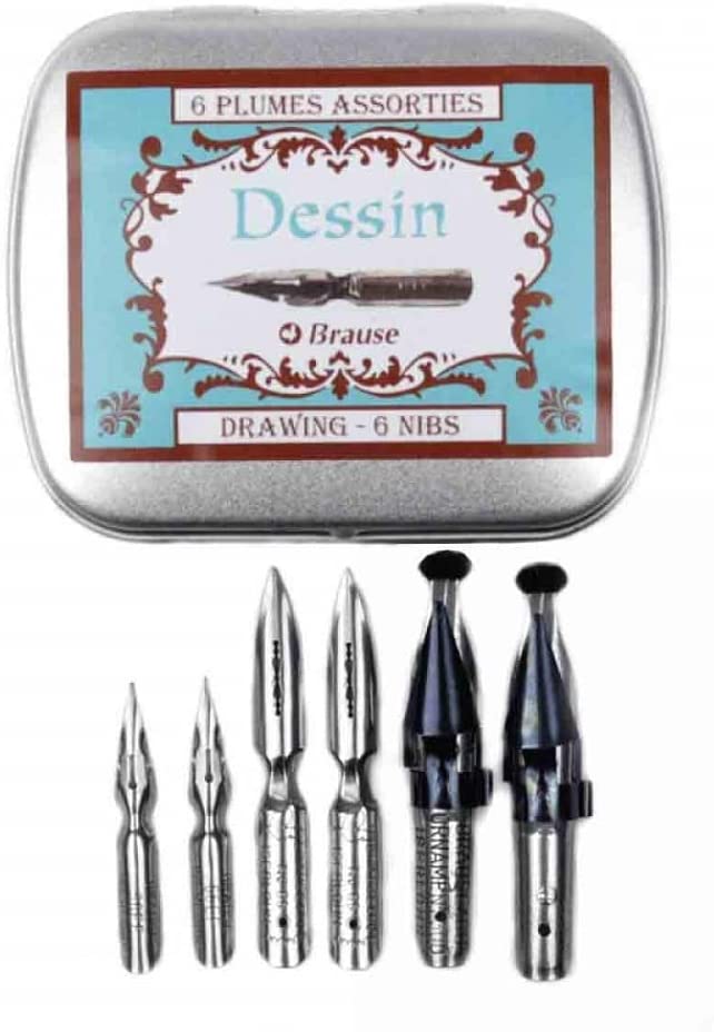 Brause - Box mit 6 Schreibfeder "Drawing"  Brause - Box mit 6 Schreibfeder "Drawing"